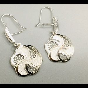 Sterling Silver Filigree Clear Glass Earrings